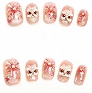 "Champagne Dreams" 3D Lunar New Year Press-Ons 2026 Year of the Horse Size S